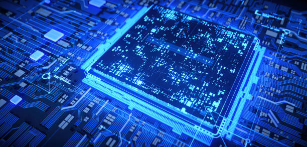 istock 3D rendering of cyberpunk AI. Circuit board. Technology background. Central Computer Processors CPU and GPU concept. Motherboard digital chip. Tech science background. 1426414292