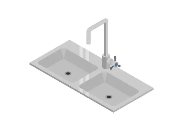 Vector illustration of Kitchen sink. Simple flat illustration in isometric view.