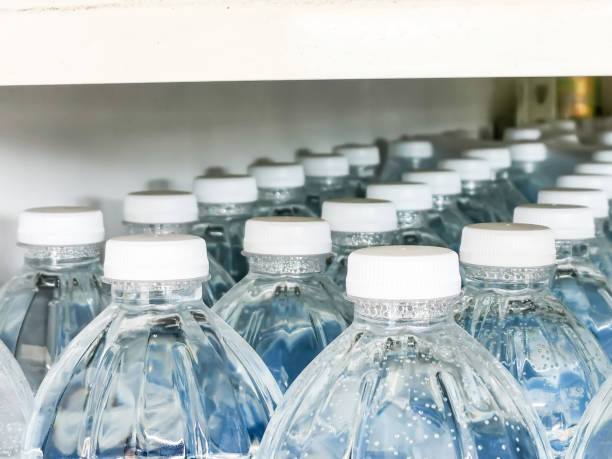 istock Selective focus close up image of mineral water bottle caps. 1426418520