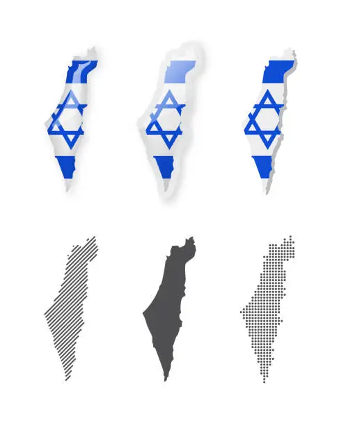Vector illustration of Israel - Maps Collection. Six maps of different designs.