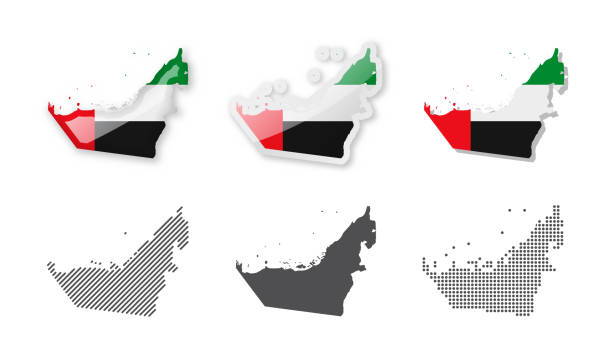 United Arab Emirates - Maps Collection. Six maps of different designs. United Arab Emirates - Maps Collection. Six maps of different designs. Set of vector illustrations united arab emirates flag map stock illustrations