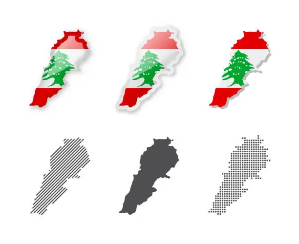 Vector illustration of Lebanon - Maps Collection. Six maps of different designs.