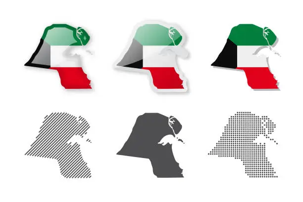 Vector illustration of Kuwait - Maps Collection. Six maps of different designs.