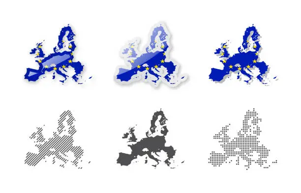 Vector illustration of European Union - Maps Collection. Six maps of different designs.