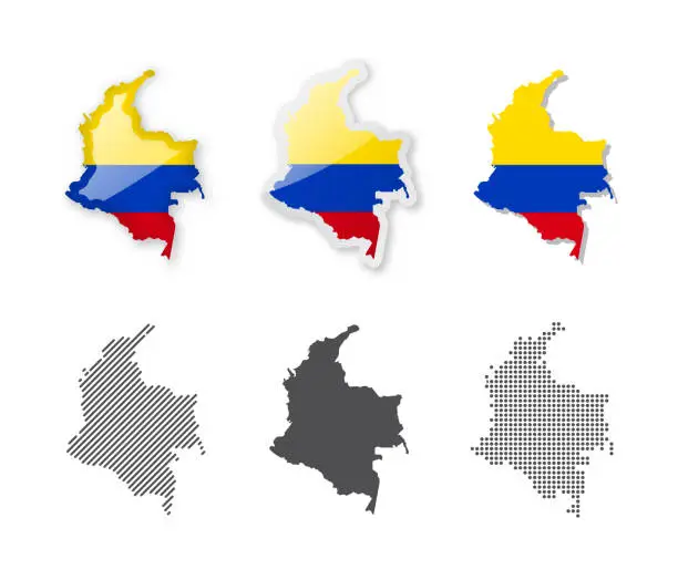 Vector illustration of Colombia - Maps Collection. Six maps of different designs.