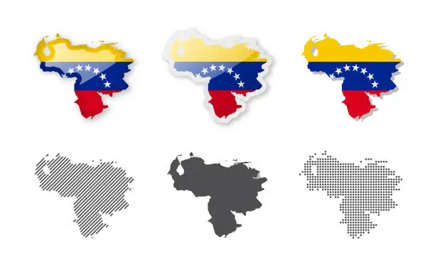 Vector illustration of Venezuela - Maps Collection. Six maps of different designs.