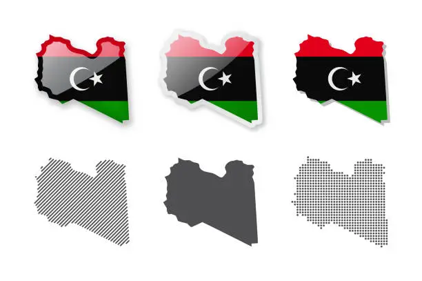 Vector illustration of Libya - Maps Collection. Six maps of different designs.