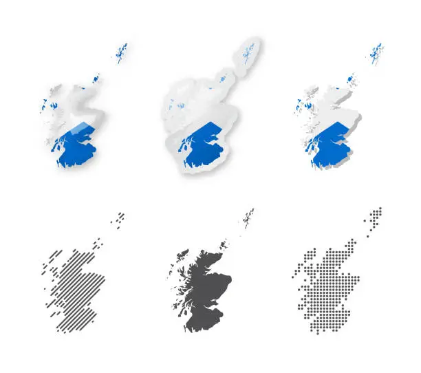 Vector illustration of Scotland - Maps Collection. Six maps of different designs.