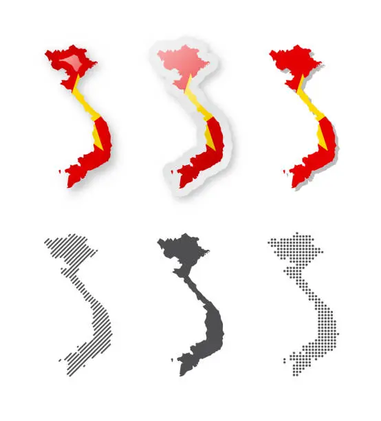 Vector illustration of Vietnam - Maps Collection. Six maps of different designs.
