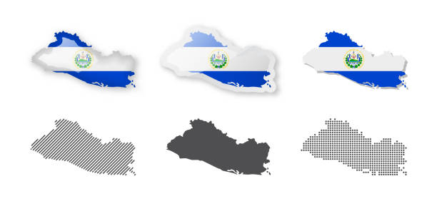 ilustrações de stock, clip art, desenhos animados e ícones de el salvador - maps collection. six maps of different designs. - salvadoran flag