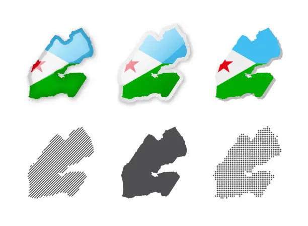 Vector illustration of Djibouti - Maps Collection. Six maps of different designs.