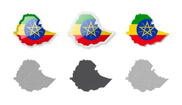 Vector illustration of Ethiopia - Maps Collection. Six maps of different designs.