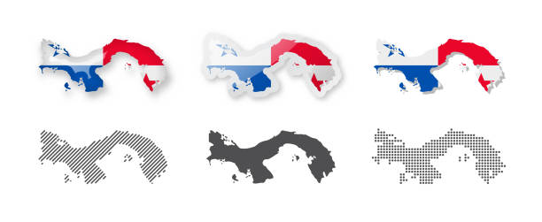 ilustrações, clipart, desenhos animados e ícones de panamá - coleção mapas. seis mapas de diferentes desenhos. - panama map flag patriotism