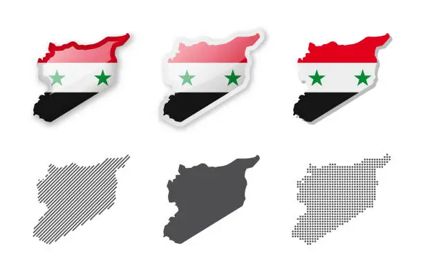 Vector illustration of Syria - Maps Collection. Six maps of different designs.