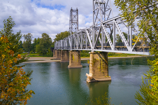 Union Street Railroad Bridge over Willamette River at Riverfront City Park in Salem, Oregon