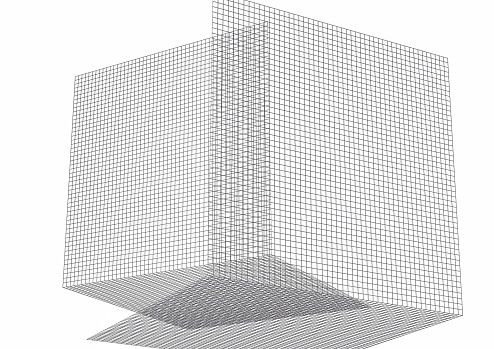 3d rendering geometric cubes and white background