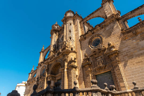 Beautiful facade of the Cathedral of the town of Jerez de la Frontera in Cadiz, Andalusia Beautiful facade of the Cathedral of the town of Jerez de la Frontera in Cadiz, Andalusia jerez de la frontera stock pictures, royalty-free photos & images