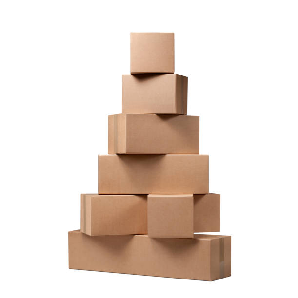 Stack of cardboard boxes stock photo