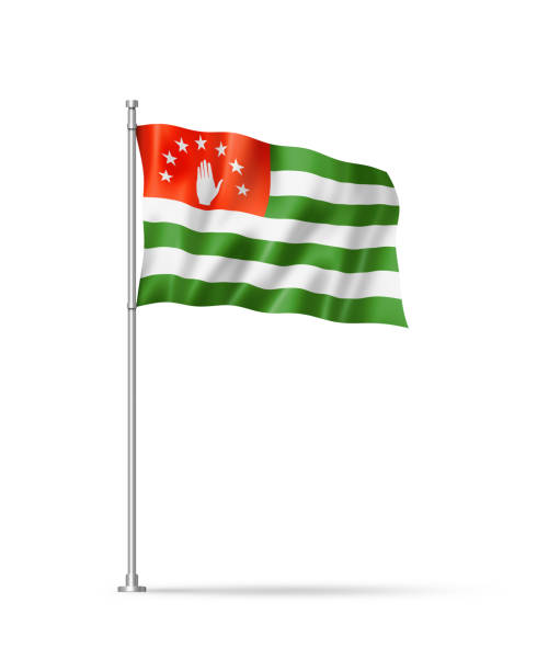 Abkhazia flag, 3D illustration, isolated on white
