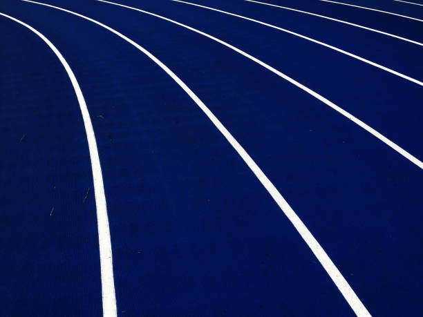 istock Red runway. The start and end of the stadium track 1426457456