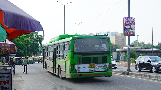 Nangloi, Delhi, India- 24 August 2022:green dtc image outdoor image