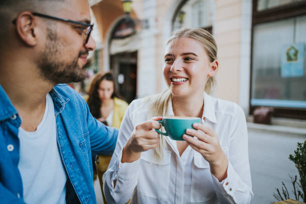 istock Lovely couple having date in a cafe. 1426459462
