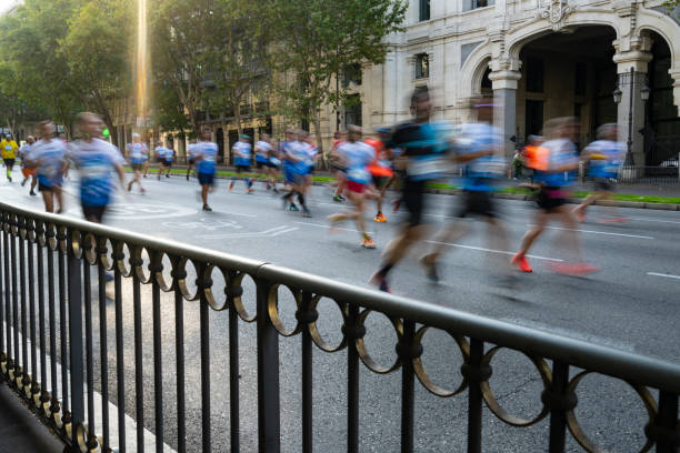 Madrid, Spain, September 2022. runners participating in the Madrid race runs for Madrid 2022 in the city center