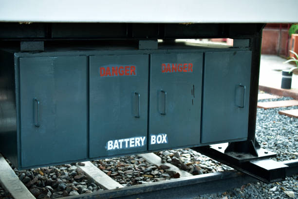 Rail battery box under carriage on the train Rail battery box under carriage on the train Train Battery stock pictures, royalty-free photos & images