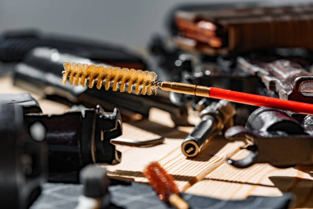 istock Gunsmith's working table for gun cleaning and maintaining 1426468685