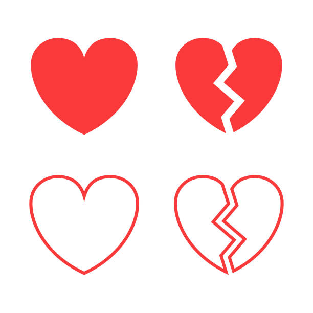 Heart and Broken Heart Icon Set. Scalable to any size. Vector illustration EPS 10 file. broken heart stock illustrations