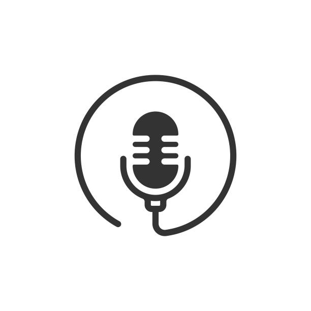 illustrazioni stock, clip art, cartoni animati e icone di tendenza di icona podcast. - microfono