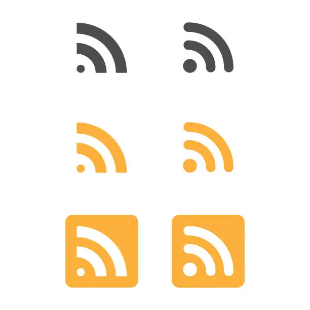 Vector illustration of RSS Feed Icon Set.