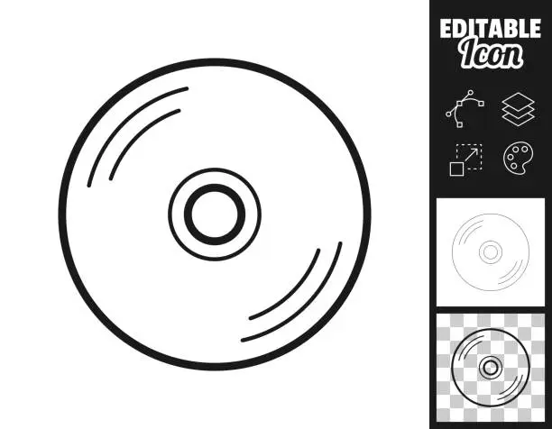 Vector illustration of CD or DVD. Icon for design. Easily editable