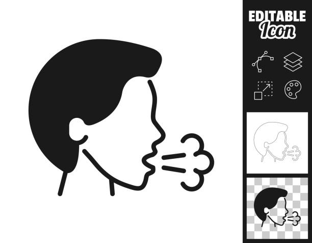 illustrazioni stock, clip art, cartoni animati e icone di tendenza di tosse. icona per il design. facilmente modificabile - spitting