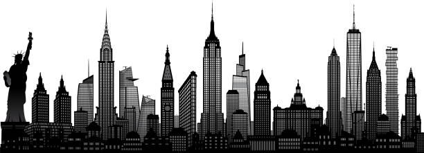panoramę nowego jorku (wszystkie budynki są ruchome i kompletne) - chrysler building stock illustrations