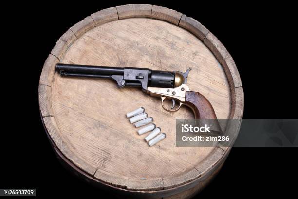 Old West Gun Percussion Army Revolver Stock Photo - Download Image Now - College American Football, Antique, Handgun