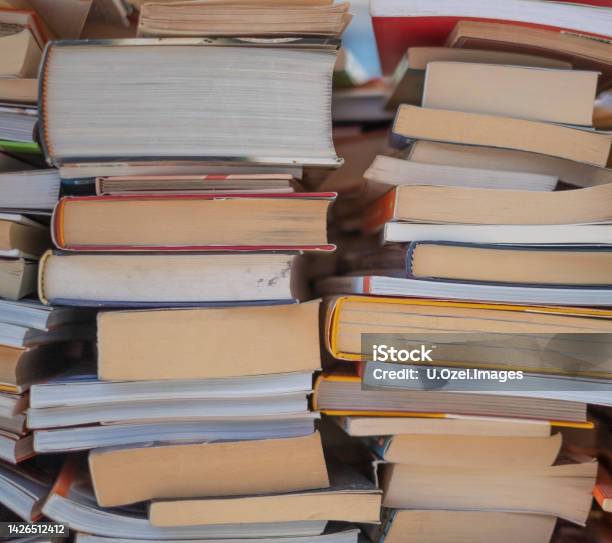 Secondhand Book Shop Stock Photo - Download Image Now - Antique, Archival, Backgrounds