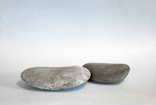 large stones lie on a gray-blue background close-up