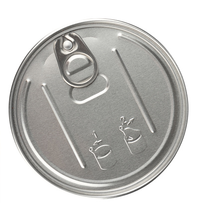 Metal lid with key to open and instructions on how to use. Top view, copy space.