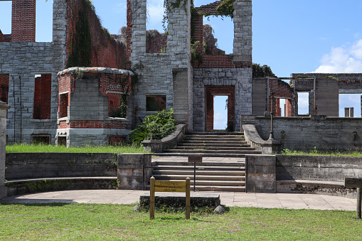 A shot of the entrance to the Dungeness Mansion ruins located on Cumberland Island, Georgia.