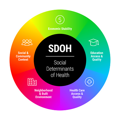 SDOH - social determinants of health - vector infographic illustration