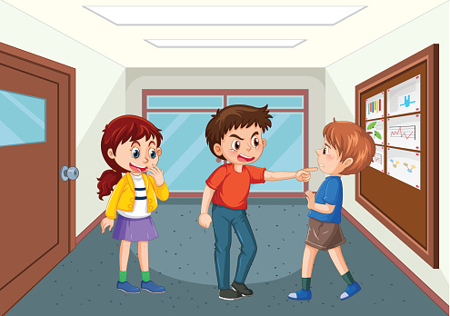왕따 어린이 학교 장면 집단 따돌림에 대한 스톡 벡터 아트 및 기타 이미지 - 집단 따돌림, 감정, 교습 - iStock