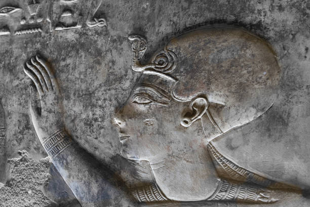 иллюстрация царя сети i в великом храме абидоса. сохаг . египет. - egyptian dynasty стоковые фото и изображения