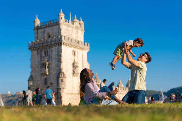 Tourists enjoying the European summer stock photo