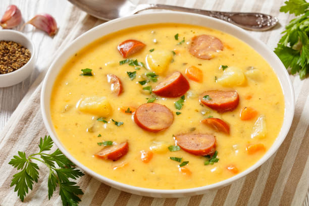 istock German potato soup with sausages in bowl 1426540957