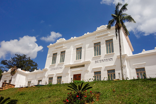 Sao Paulo, Brazil: Facade of Instituto Butantan building. Center of biomedical research.