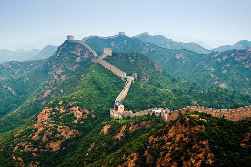 The Great Wall along the mountains in China