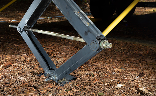 Diy Rv Outrigger Outrigger Deployed On A Camping Trailer Stock Photo - Download Image ...