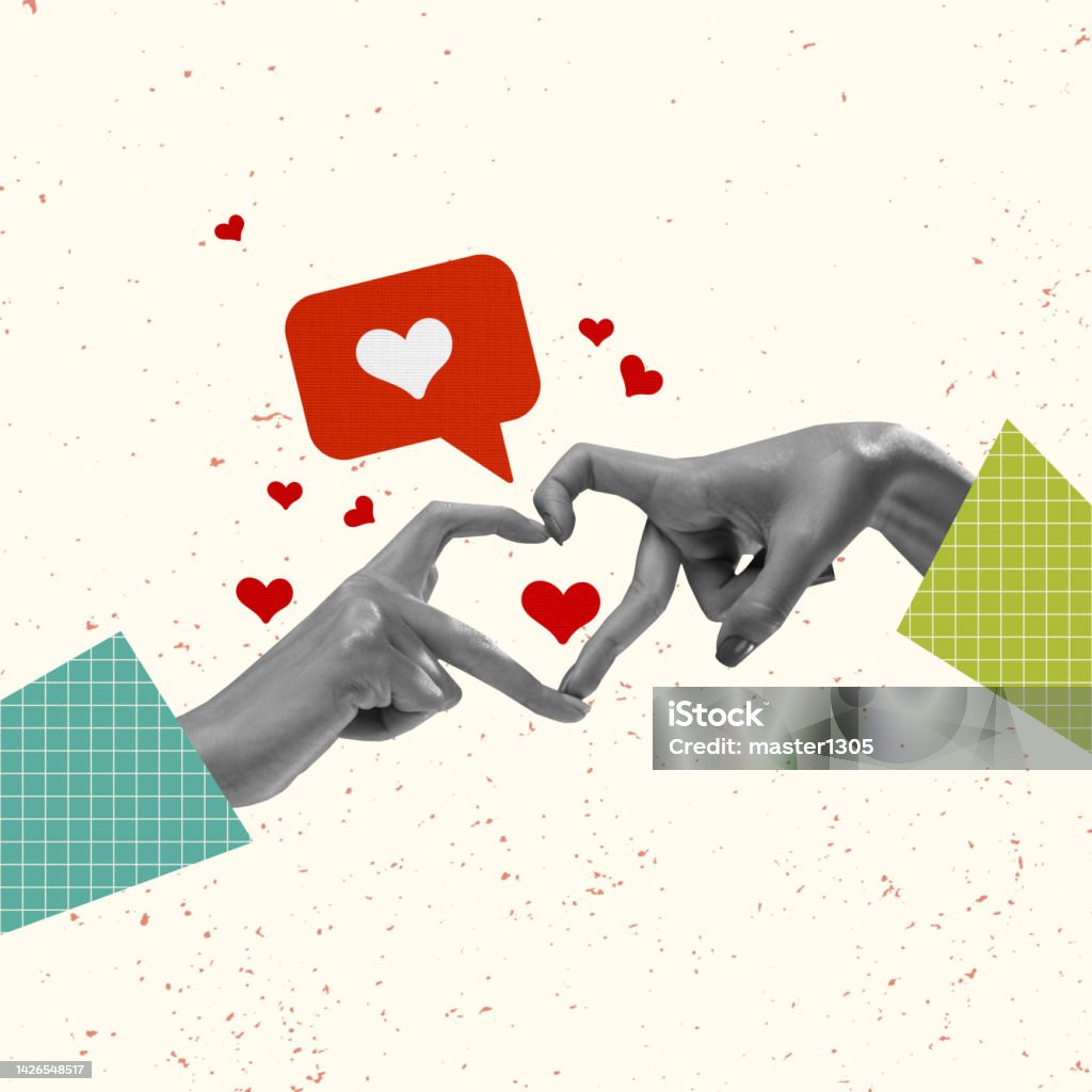 Love. Hands aesthetic on light background, artwork. Concept of human relation, community, togetherness, symbolism, surrealism. Love. Hands aesthetic on light background, artwork. Concept of human relation, community, togetherness, symbolism, surrealism. Likes as approval symbol Love - Emotion Stock Photo