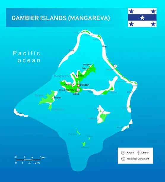 Vector illustration of Mangareva island